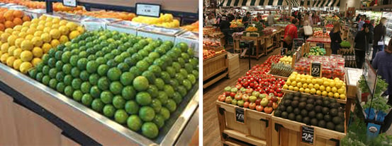 Exemplo de gôndolas em supermercados organizadas