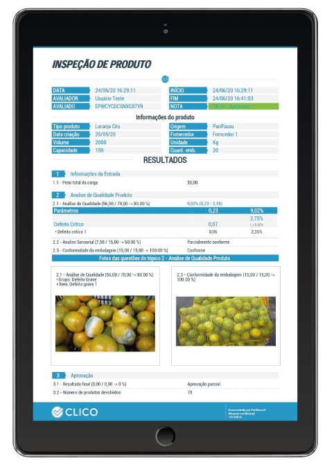 Inspeção de produto App CLICQ