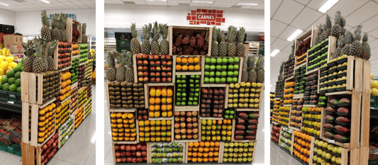 Exemplo de layout e exposição de hortifrúti em supermercados e minimercados