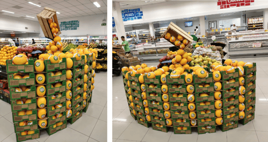 Exemplo de layout e exposição de hortifrúti em supermercados e minimercados