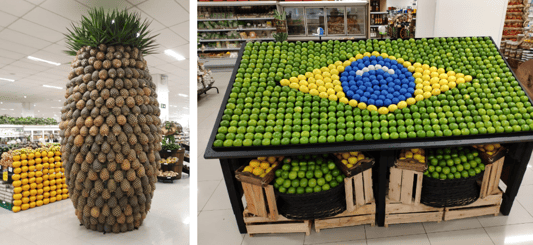 Exemplo de layout e exposição de hortifrúti em supermercados e minimercados